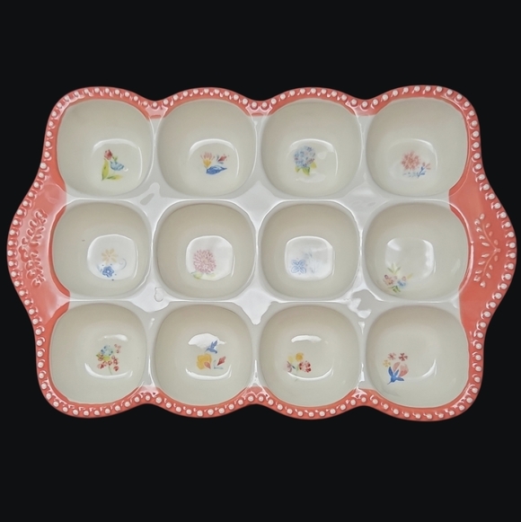 The Pioneer Woman "Egg Holder" "Blooming Bouquet" Floral Stoneware - Picture 2 of 6